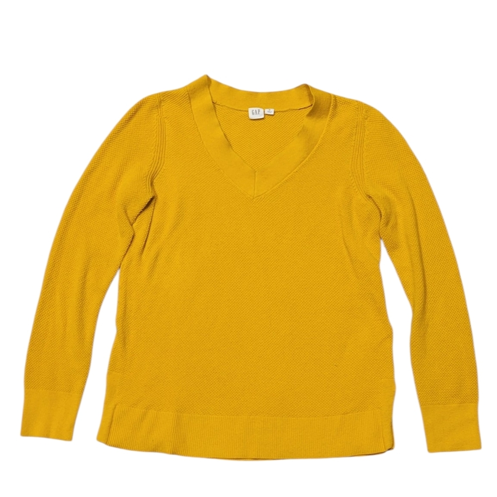 GAP Women's Golden-Yellow V-Neck Sweater